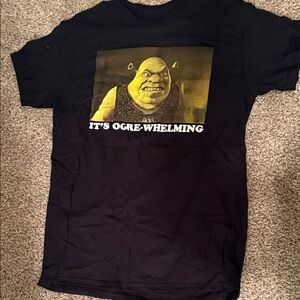 Black Graphic Tee with Shrek Design